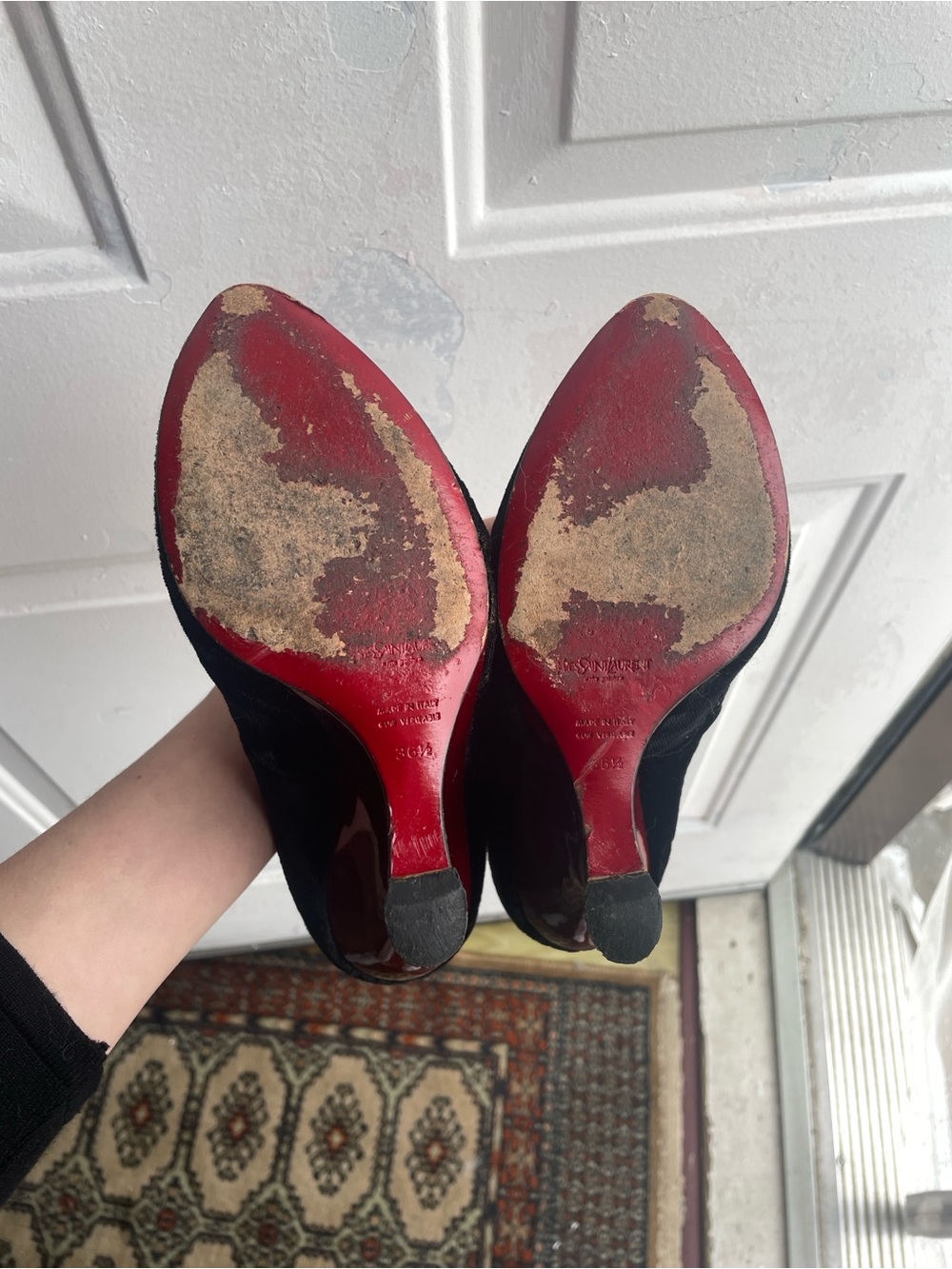 YVES SAINT LAURENT F/W 2004 VELVET WEDGES - Picture 3 of 5